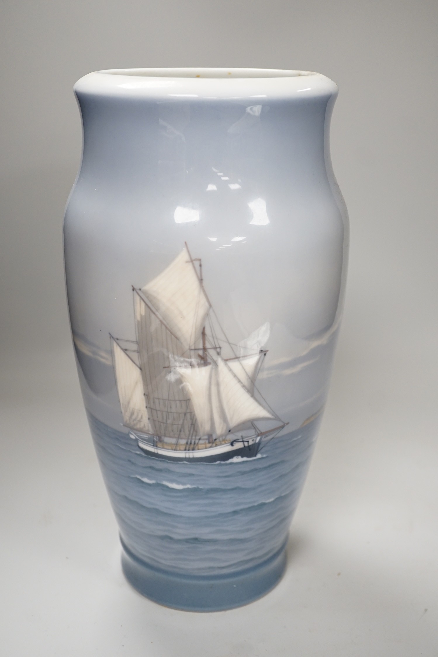 A Royal Copenhagen model of a tern and a similar vase, 34cm tall